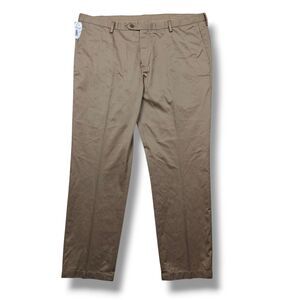 Jos A Bank Traveler Pants Mens 42x32 Brown Khaki Tailored Slim Performance NWT